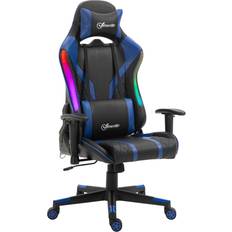 Gaming stoler Vinsetto Gamingstuhl LED Bürostuhl mit Armlehne, hoher Rückenlehne, ergonomisch, Handlauf anhebbar, 70x57,5x126-136cm Aosom.de Schwarz Blau