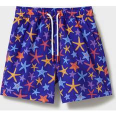 Crew Clothing Kids' Starfish Print Swim Shorts, Blue/Multi