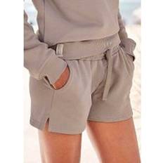 Lascana Drawstring Sweat Shorts Taupe