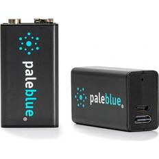 Paleblue Pale Blue Li-Ion Rechargeable 9V Battery 2 pack of 9V with 2x1 USB-C cable