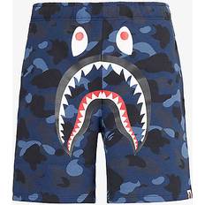 Bape Bathing Ape Mens Navy Shark Cotton-jersey Shorts