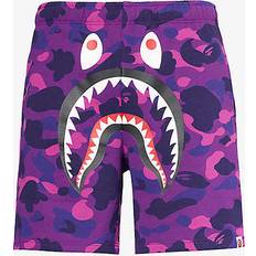 A Bathing Ape Shorts A Bathing Ape Bathing Ape Mens Purple Shark Cotton-jersey Shorts