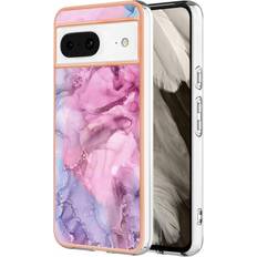 Google Pixel 8 Mobile Phone Cases GANGXUN Pink Compatible With Google Pixel 8 5G TPU Shockproof Marble Silicone Bumper