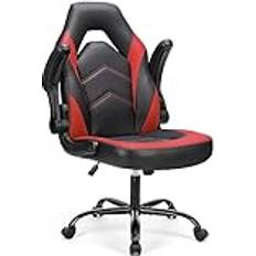 Children Gaming Chairs Sweetcrispy Computer Gaming Desk Ergonomic Office Executive Adjustable Swivel Task PU Leather Racing Chair with Flip-up Armrest for Adults, Kids, Men, Girls, Gamer, Black Red, One Size