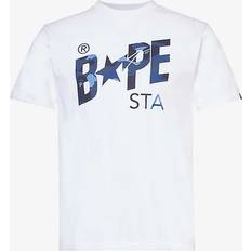 Bape Men Clothing Bape Bathing Ape Mens White Logo Cotton-jersey T-shirt