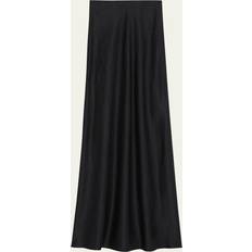 Theory Women Skirts Theory Womens Black Flared-hem Regular-fit Linen-blend Maxi Skirt