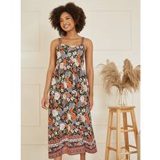 Multicoloured - Women Dresses Yumi Retro Floral Print Midi Sundress, Multi