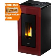 Chimeneas Estufa de pellet canalizable freepoint vega 10.5 kw rojo