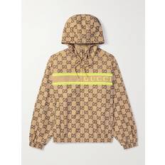 Gucci Ytterklær Gucci Logo-Print Shell Hooded Jacket Men Neutrals IT