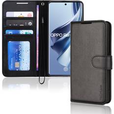 Brown Wallet Cases TechGear [Leather Wallet Case] Protective Cover with Cash & Card Holder, Stand and Wrist Strap For Oppo Reno 10 5G