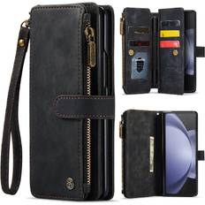 GANGXUN Black CaseMe Case For Samsung Galaxy Z Fold 5 5G Wallet Case For Women Men With Card Holder Drivers License Card Slots Drivers License Card Slots