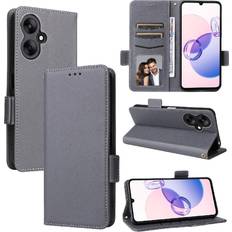 GANGXUN Gray Case for Xiaomi Redmi 13c 5g Pu Leather Side Buckle Wallet Magnetic Card Slots Holder