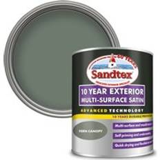 Sandtex Green Paint Sandtex 10 Year Multi Surface Satin Paint Fern Canopy Green 0.75L