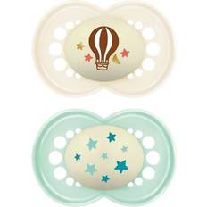 Grey Pacifiers Mam night soother unisex astro 16m 2pk