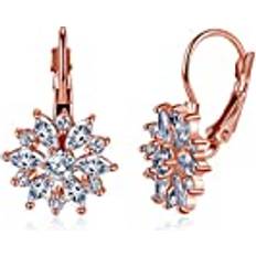 Wiftly par örhängen sterlingsilver med blomma zirkon kristall clip on örhängen för kvinnor flickor 3A zirkonörhängen damer eleganta örhängen med smyckeskrin roséguld