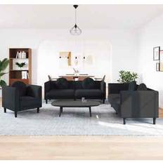 Soffgrupper Soffor på rea Keine Angabe Soffgrupp Med Kuddar 3 Delar Svart Sammet Soffa 3-sits