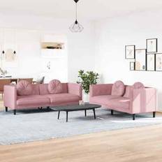 Rosa Soffor Keine Angabe Soffgrupp Med Kuddar 2 Delar Rosa Sammet Soffa