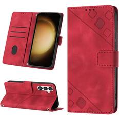 GANGXUN Red Case For Samsung Galaxy S24 Plus 5G Wallet Flip Cover Magnetic Leather Card Holder