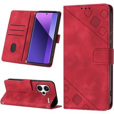 GANGXUN Red Case For Xiaomi Redmi Note 13 Pro Plus 5G Magnetic Leather Wallet Flip Cover Card Holder