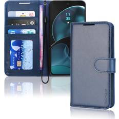 TechGear [Leather Wallet Case] Protective Cover with Cash & Card Holder, Stand and Wrist Strap For Motorola Moto G14