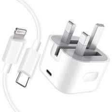 Corsair iPhone Charger 20W USB C Fast Charger Plug and Cable [Apple MFi Certified] Apple USB-C Power Adapter with 2M Lightning Cable,UK Adapter Compatible