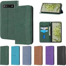 Google Pixel 6a Wallet Cases GANGXUN Green Case For Google Pixel 6a Hand Wallet PU Leather Cover Flip Folio Book Credit Card Holder