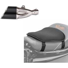 Exhaust Systems Zaddox Set: Zaddox Auspuff passend für Honda NC 750 S X Endschalldämpfer Twin schwarz Gel Sitzkissen passend für Honda NC 750 700 S X Komfortkissen M Tourtecs schwarz schwarz-schwarz