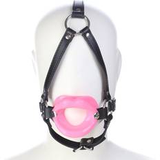 Gags House Of Glass Silicone Open Mouth Lip Gag Head Harness Black