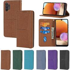 Samsung Galaxy A32 Wallet Cases GANGXUN Brown Case for Samsung Galaxy A32 5G Hand Wallet Credit Card Holder Flip Folio Book PU Leather Cover