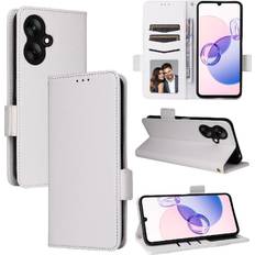 GANGXUN White Case for Xiaomi Redmi 13c 5g Pu Leather Side Buckle Wallet Magnetic Card Slots Holder