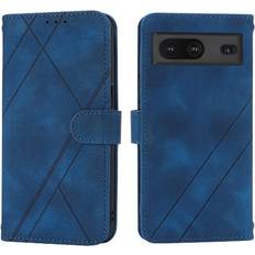 Google Pixel 7 Wallet Cases GANGXUN Blue Filp Case for Google Pixel 7 Wrist Strap Hand Wallet Credit Card Holder Pu Leather Cover Kickstand