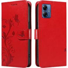 Motorola g14 cover Embossed Butterfly And Card Slot Wallet Case with Hand Strap for Motorola Moto G14