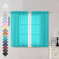 Curtains & Accessories OVZME OVZME Turquoise Sheer Curtains Inches Long