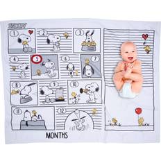Lambs & Ivy Snoopy Milestone Photo Opportunity Black/White Fleece Baby Blanket