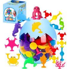 HYS Bath Toys 27 PCS Suction Cup Toys Bath Toys Shower Toys for Kids Ages 4-8,Sensory Toys for 3 4 5 6 7 Year Old Boys Girls,Mold Free No Hole Bath Toys Travel Toys Window Toys Silicone Sucker Toys