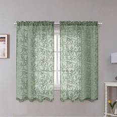 Curtains & Accessories OVZME OVZME Anji Sage Green Sheer