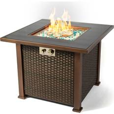 Brayden Studio 62cm H 80cm W Powder Coated Steel Propane Fire Pit with Lid