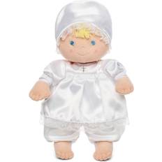 White Christening Garments Famosa Eden Baby Christening Baptism Gift Soft Doll Dressed in White Satin Dress