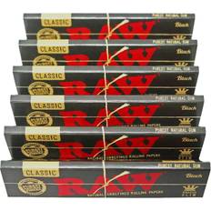 Rolling Papers Raw Classic Black King Size Slim Natural Unrefined Ultra Thin 110mm Rolling Papers 6-pack