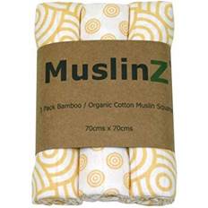 MuslinZ 3pk luxury baby squares 70x70cm bamboo/organic cotton gold swirl