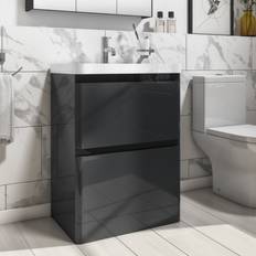 MDF Vanity Units for Single Basins Pendle 600mm Dark Grey Vanity Unit with