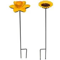 Yellow Garden Decorations Selections Cast Iron Daffodil & Sunflower Bird Feeder Flower Dish