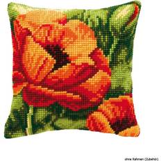 Orange Crafts Vervaco Poppies Bold Cross Stitch Cushion, Multi-Colour