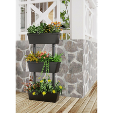 Pots, Plants & Cultivation Goplus 3-Tier Freestanding Vertical Plant Stand for Gardening & Planting Use Black