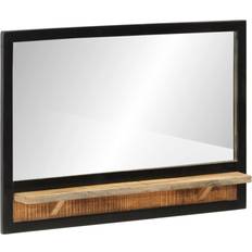 vidaXL Spejl Med Hylde 80 x 8 x 55 cm Glas Og Massivt Mangotræ