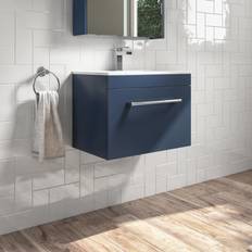 Glass Vanity Units for Double Basins Ashford 600mm Blue Hung Vanity Unit