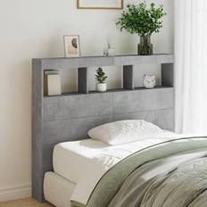 Polyester Headboards vidaXL Cabinet With Led Concrete 120 x 17 x 102 cm Grey Headboard