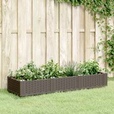 Krukker, Planter & Dyrkning vidaXL Plantekasse Med Spyd 125 x 40 x 28,5 cm PP Brun Krukke & Urtepotte