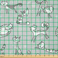 East Urban Home Corkum Cats Posing over Floral Feline Fabrics Multicolour (300x148cm)