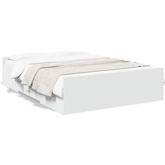 Rangement Intégré Cadres de lit vidaXL Cadre De Lit Avec Tiroirs Blanc 135x190 cm Bois D'ingénierie White